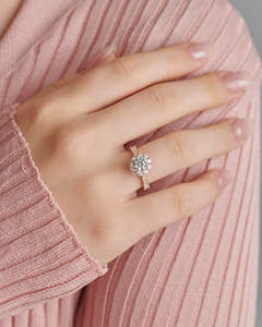 Bague de fiançailles pour femme en or massif 14 carats couleur D Vvs diamant solitaire de laboratoire - Product Image 3