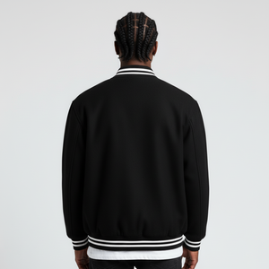 High Street Oversized Men's Turn-down Collar Varsity Jacket Fashionable Winter Casual Wear 100% Wool Custom Logo <b>Long</b> <b>Canvas</b> - Product Image 2