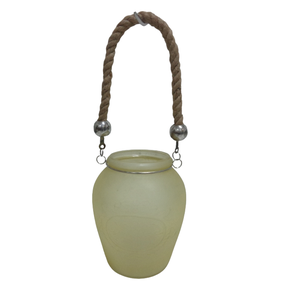 Pot rond de qualité supérieure avec poignée en verre fait à la main/jute clair utilisation finie pour la maison et l'hôtel boîte de rangement personnalisée - Product Image 1