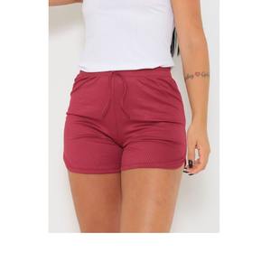 Nueva tendencia, pantalones cortos deportivos de cintura baja para mujer, pretina acanalada ancha sin costuras, tela sólida personalizada de BD - Product Image 3