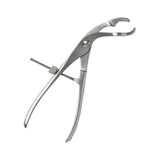 Pince chirurgicale à os incurvée sur le côté 145mm 5 3/4 "verrouillage à vis réglable avec fixation du filetage largeur 3mm pince de maintien des os - Product Image 1