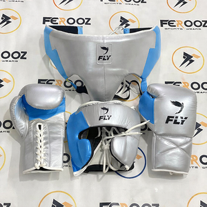 Ensemble de boxe professionnel OEM ODM FLY bleu argenté, gants de boxe Fairtex Muay Thai antidérapants et respirants pour l'entraînement - Product Image 2