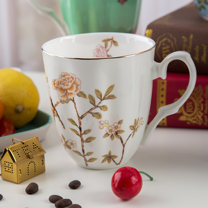 แก้วมักเซรามิกลายดอกไม้โบนไชน่าแก้วชา - Product Image 3