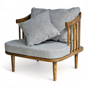 Sillón Individual GSD68090 de Madera de Fresno 80x70x73cm con Cojín de Cuero Cómodo para Oficina en Casa - Product Image 1