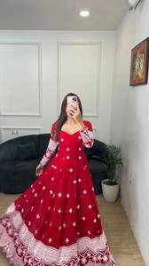 ชุดเดรสผ้าจอร์เจียเเท้สังเคราะห์ใหม่ชุดเดรส anarkali สไตล์ปากีสถานมีงานปักขนาดใหญ่ - Product Image 2