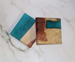 Solid Wood Resin Quality Handicrafts Epoxy Resin Acacia Wood <b>Coaster</b> Handmade Wooden <b>Drink</b> Tea <b>Coaster</b> - Product Image 5