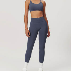 Conjunto de Yoga de 2 Piezas de Spandex/Poliéster Transpirable y Ecológico con Estampado Personalizado para Mujer, con Logotipo Frontal y Diseño sin Costuras - Product Image 2