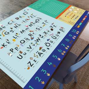 Tapete de Escritorio con Alfabeto Azul de 60 x 40 cm, Tapete de Juego para Niños - Product Image 1
