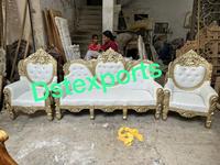 Set di Divani in Legno Trattato Colorato, Lussuoso, Professionale, Moderno, Semplice, Tradizionale, Personalizzabile, con Poltrone Stile Trono