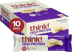 <b>think</b>! Protein Bars, High Protein Snacks, Gluten Free, Kosher Friendly, White Chocolate 2.1 Oz per Bar, 10 Count - Product Image 5