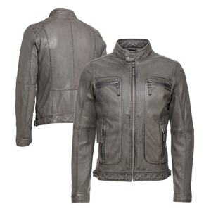 Outdoor Use <b>Stand</b> Collar Light <b>Weight</b> Premium Quality Men Leather Jacket / Custom Made Men Leather Jacket - Product Image 4
