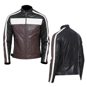 Wholesale Saleh Enterprises Premium Fabric Genuine Leather Men's <b>Slim</b> <b>Fit</b> Biker <b>Jacket</b> Plus Size Waterproof Eco-Friendly Winter - Product Image 1