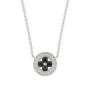 Pendentif halo en argent 925 plaqué or avec accents de moissanite noire et chaîne tendance SHREYA DIAM - Product Image 4