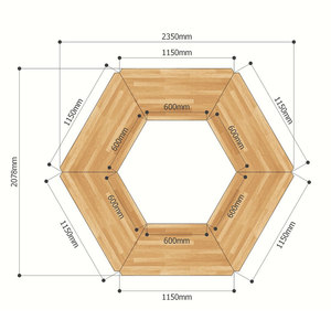 Set of 6 Trapezoidal Plywood <b>Tables</b> with Lego-Style Iron Legs Assembly Required School Sets HBLG007 - Product Image 5