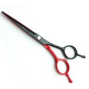 Professionnel 7 \ "rouge noir en acier inoxydable ciseaux de coiffeur Double repose-doigt pointu pointe émoussée outil de beauté de coupe de cheveux - Product Image 5