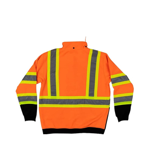 Sudadera con capucha de construcción con cremallera naranja Logotipo de algodón de poliéster reflectante de alta visibilidad Seguridad vial - Product Image 5