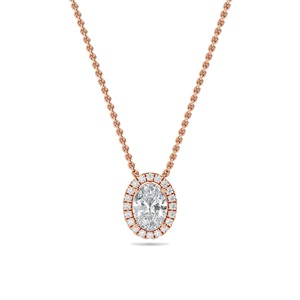 Colgante de Diamante de Corte Ovalado con Halo Simple, Diamante Cultivado en Laboratorio de 0.50 Ct en Platino, para Ocasiones Especiales y Fiestas - Product Image 3