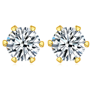 Boucles d'Oreilles Solitaire Unisexe en Plaqué Or Massif 14K Certifié IGI VVS Moissanite Diamant Taille Brillant Mignon Cadeau de Mariage pour Fête - Product Image 5
