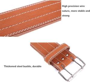 Gran oferta, cinturón de palanca de alta calidad antideslizante de cuero de vaca con logotipo personalizado para levantamiento de pesas y entrenamiento de gimnasio - Product Image 3