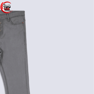 Pantalon en jean droit gris uni respirant de style urbain pour femme avec ceinture – Rehaussez votre style - Product Image 3