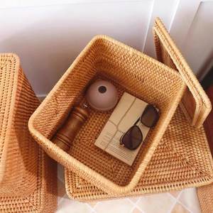Boîte de rangement en rotin brun naturel tissé, haute qualité, logo personnalisé, marque privée accepté, boîte de rangement pour la maison, le bureau, la décoration d'hôtel - Product Image 6