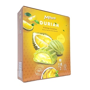 Boîte de biscuits fourrés au durian Moore, prêts à manger, halal, faibles en gras et en glucides, saveur thé vert matcha - Product Image 3