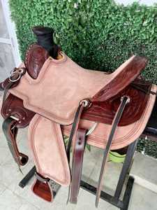 ADEEFA, sillín de doma de calidad superior de cuero marrón hecho a mano, cómodo estilo occidental inglés, suministro de fábrica para montar a caballo - Product Image 2