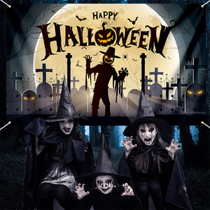 Toile de fond Halloween pour photographie fêtes décorations effrayant fantôme effrayant <span class=keywords><strong>Photo</strong></span> toile de fond citrouille fournitures fond bannière - Product Image 2