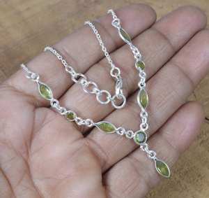 Collar de Plata de Ley 925 de diseñador hecho a mano, piedras preciosas de peridoto Natural, cadenas finas personalizables para mujer, joyería elegante para - Product Image 1