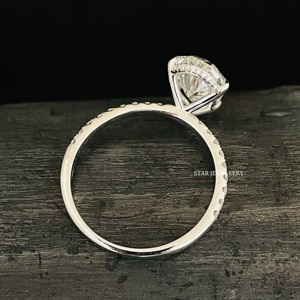 Anillo de diamante solitario de oro macizo de 14K CVD, anillo de diamante solitario cultivado en laboratorio de corte de pera de 4,00 quilates - Product Image 5