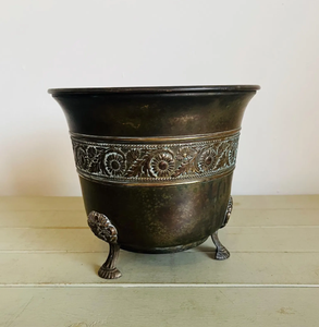 Jardinière ronde en métal, fer, cuivre, antique, faite à la main, design fantaisie, pour la décoration de jardin et de restaurant - Product Image 2