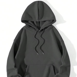 Solid Kangaroo Pocket Drawstring Thermal Lined Hoodie Long Sleeve <b>Tops</b> <b>For</b> <b>Women</b> - Product Image 1