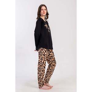 KADIN P.SUPREM XXL O YAKA UZUN KOL ETEGI OVAL PIJAMA TAKIM - NOIR - NOIR - Product Image 4