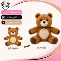 Boneka Beruang Teddy Cokelat Custom, Mainan Plush Klasik Duduk, Boneka Hewan Isi Kapas PP, Bulu Panjang Lembut, Mulut Bersulam, Hadiah Ulang Tahun