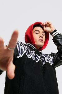 Latest High Quality 100% Wool Top Patchwork Varsity <b>Jacket</b> for Men Stand Collar Letterman Design for Winter - Product Image 4