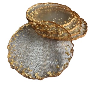 10X10 cm résine avec bords dorés Design Unique sous-verre à thé fait main 4 pièces ensemble accessoires de cuisine vente chaude 2025 - Product Image 5