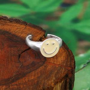 925 argent Sterling femmes éternité réglable crème émail classique Boho fiançailles pour bague de visage pour fête mariage anniversaire - Product Image 3