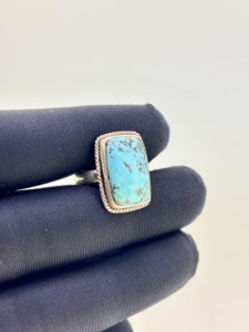 แหวนเพชรเม็ดเดี่ยวทรงลูกแพร์สีเทอร์ควอยซ์ธรรมชาติ925ทึบดีไซน์สุดสร้างสรรค์ - Product Image 3