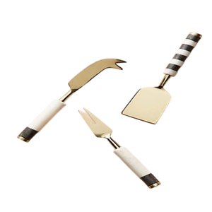 Juego de queso con mango de mármol, cuchillo para queso, tenedor para queso y rebanador de queso con asas de forma cuadrada para aspecto de lujo - Product Image 4