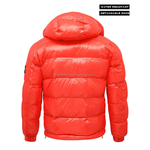 Custom Logo Outdoor Winter Warm <b>Canvas</b> Stand Collar Front Logo <b>Mens</b> Puffer <b>Jacket</b> Red Classic - Product Image 6