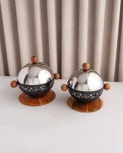 Nouveau Style Rond Bois et Métal Conception À La Main Classique Décoratif Moyen-Orient Réchauffeur De Nourriture Buffet Hotpot Casseroles Hot Pot Warmer - Product Image 3