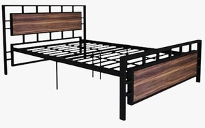 Lit moderne et écologique en bois massif et fer, hauteur réglable, avec rangement, confortable, élégant, taille complète, durable - Product Image 3