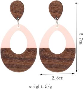 Pendiente de resina epoxi de lujo y diseño de la mejor calidad, pendiente moderno de madera y resina para mujeres y niñas, joyería de Aaliyan Impex - Product Image 5