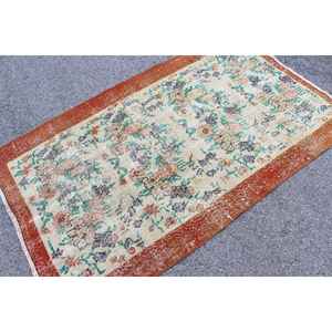 Alfombra Turca Vintage de 3.7x6.2 pies, Alfombra con motivos de plantas y árboles rojos - Product Image 3