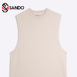 100% coton débardeur personnalisé de haute qualité Streetwear Muscle Fit côtelé sans manches T-Shirt pour hommes Gym entraînement grande taille - Product Image 2