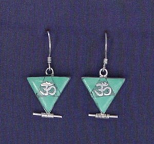 Pendientes de plata hindú Om Set con coral para el Budismo - Product Image 4
