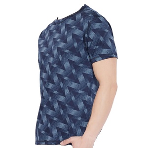 T-shirt décontracté pour homme, couleur unie, manches courtes, logo imprimé en relief sur le devant, mélange polyester/coton, respirant, séchage rapide, coupe classique - Product Image 3