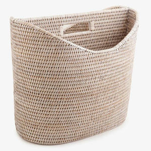Best Choice Round Rattan Magazine Storage Basket Handmade Natural Wicker Organizer For Living Room Bedside Sofa Side <b>Book</b> Holder - Product Image 6