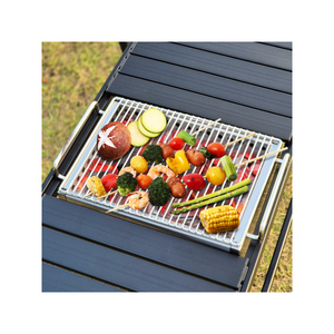 Ggubus igt cắm trại ngoài trời bảng thiết lập 3-cách tương thích có thể gập lại thép không gỉ BBQ nướng hố lửa cho nấu ăn ngoài trời bánh - Product Image 2