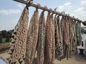 Hand Block Printed Organic Cotton Bandana <b>Scarf</b> Paisley 21 X 21 - Product Image 6